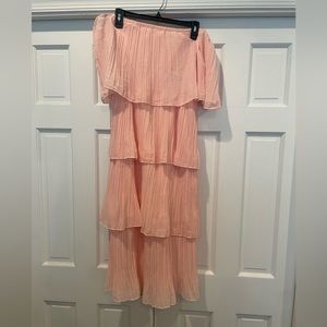 Pink off the shoulder tiered dress